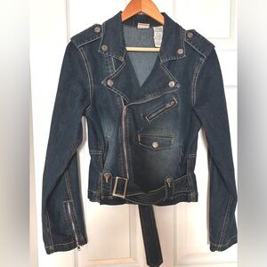 No Boundaries Denim Moto Jacket. MED. Sleek. Like New.